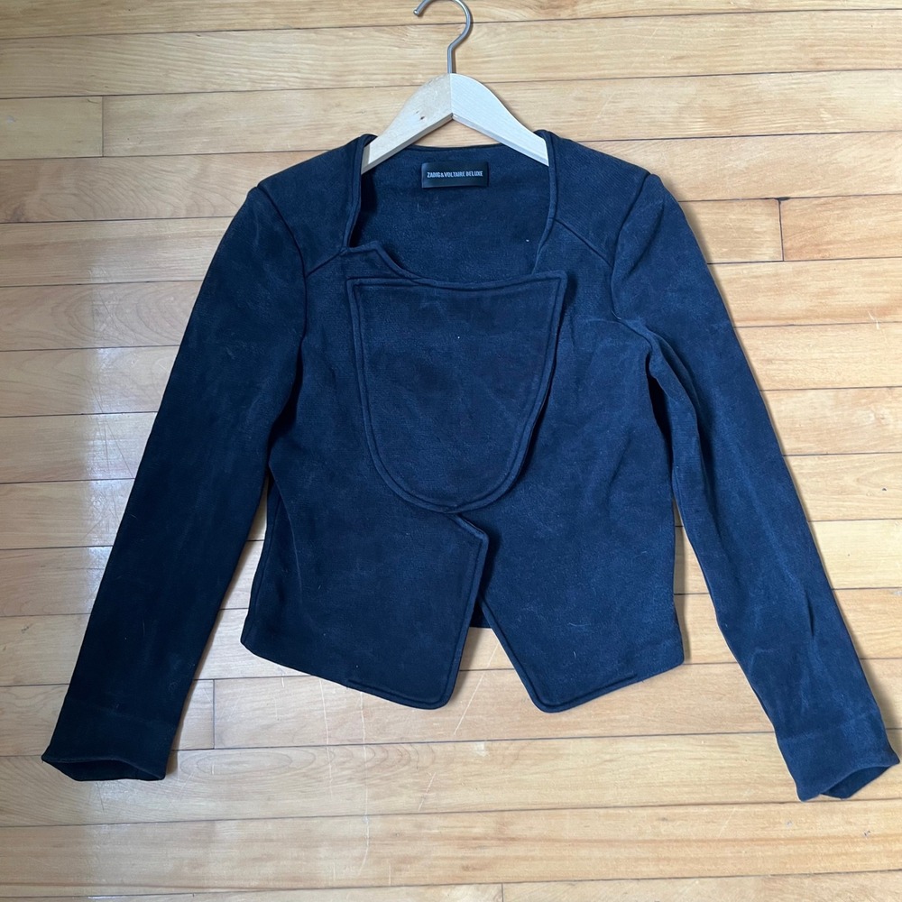 Zadig & Voltaire Deluxe Stan Deluxe SE Black Silk Blend Asymmetrical Jacket M